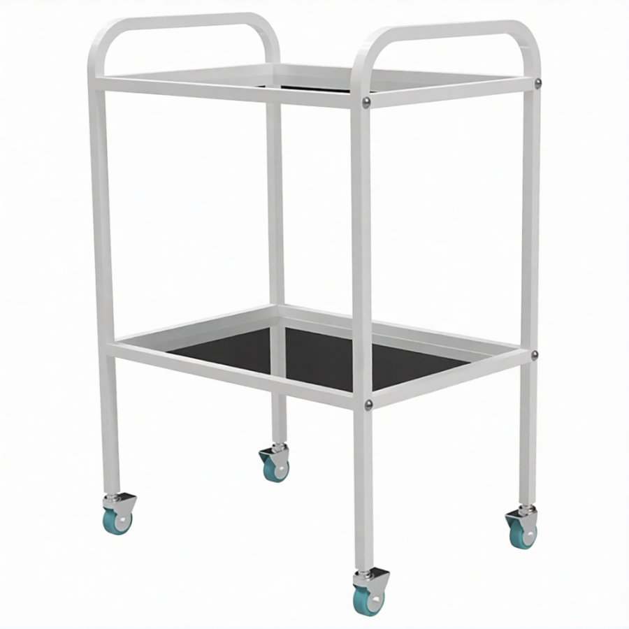 Стол медицинский инструментальный СМИ-02 (полки стекло, колёса пластик)