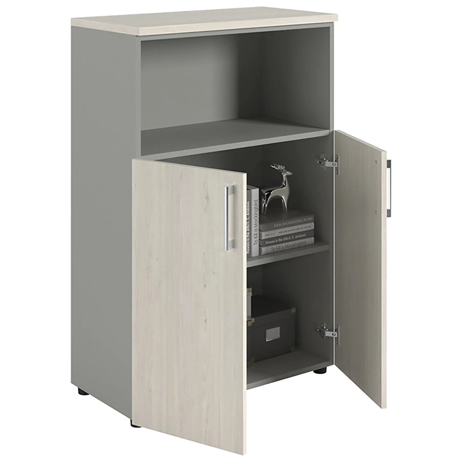 Шкаф NW 1280/2 полузакрытый белое дерево/серый