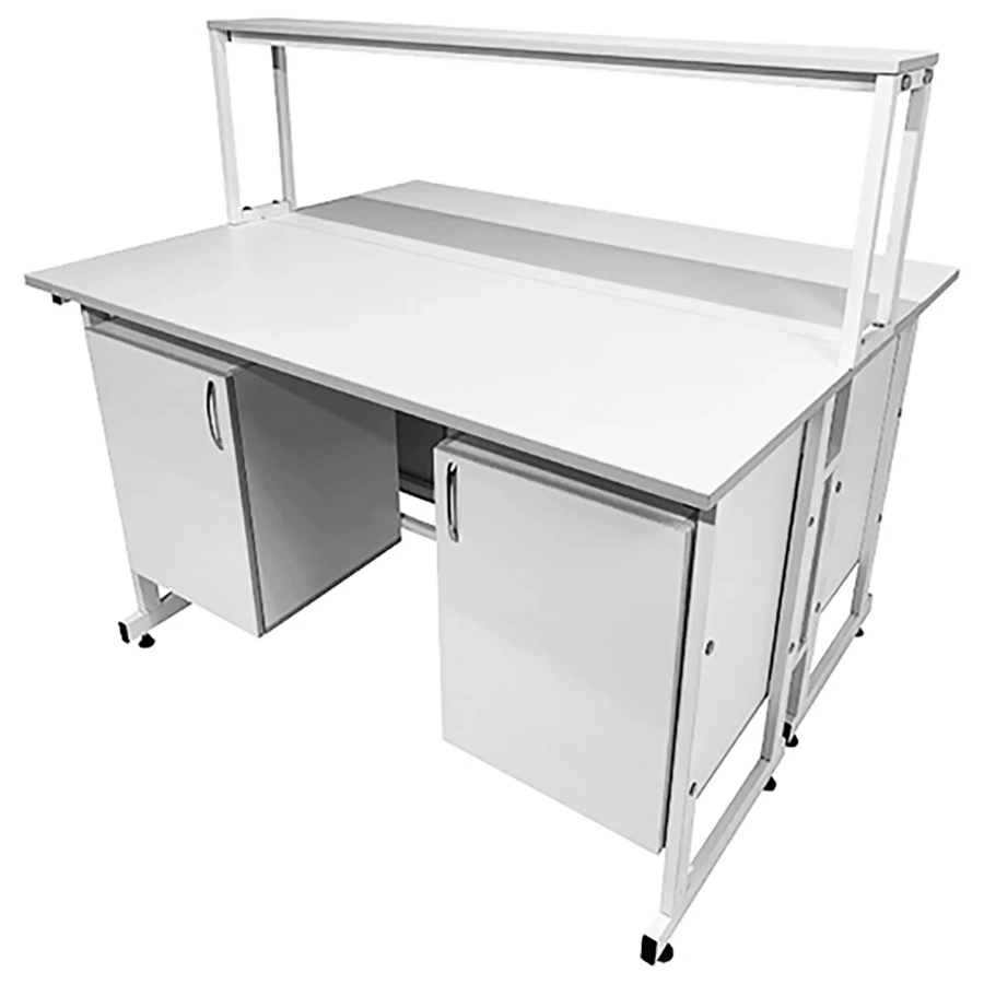 Стол лабораторный островной с надстройкой Сло 22.010 (белый)