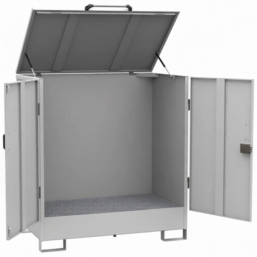 Депо для 2-х бочек, оцинкованный решетчатый настил, сточный поддон