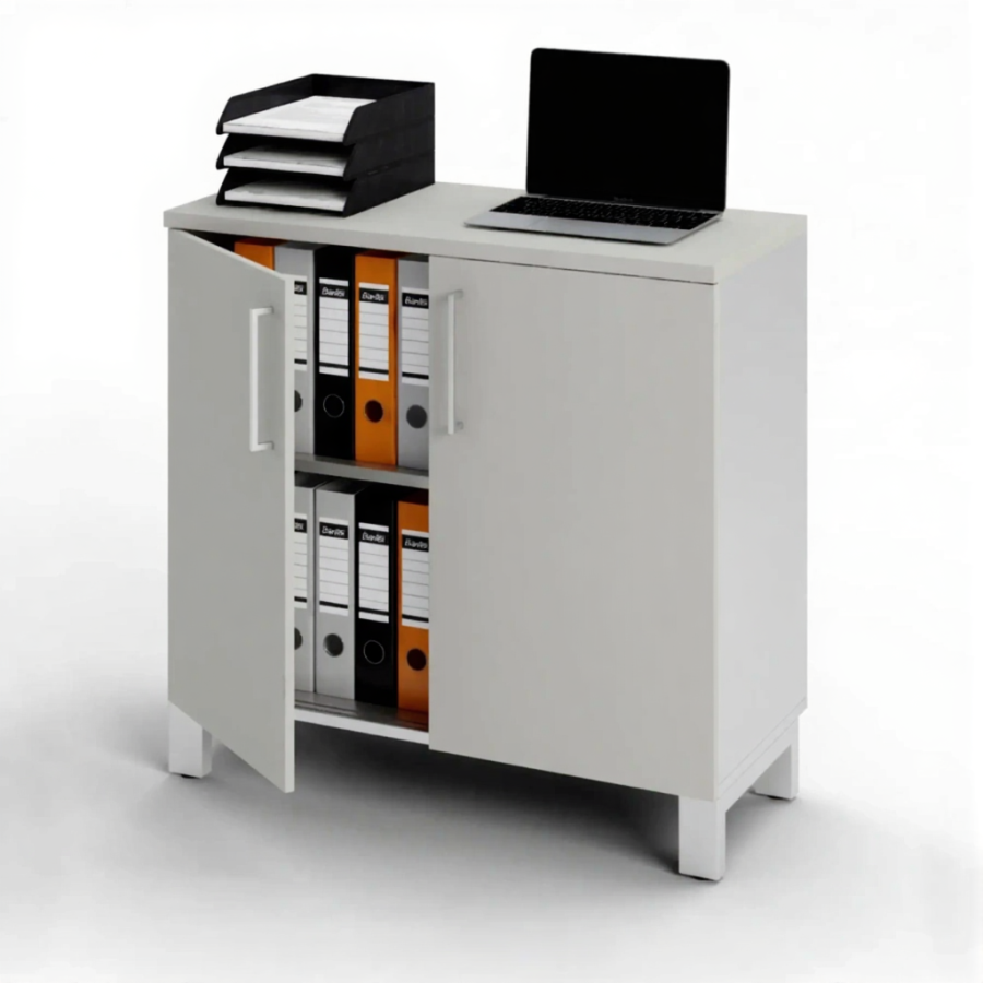 Шкаф для документов ШД-21.1 с замком (ЛДСП серый, каркас серый)