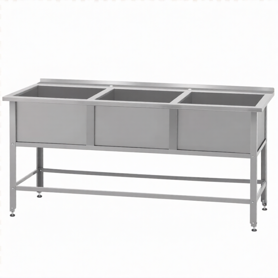 Ванна моечная «Base» ВМСб-630/3 (полка с 3-мя отв., борт)