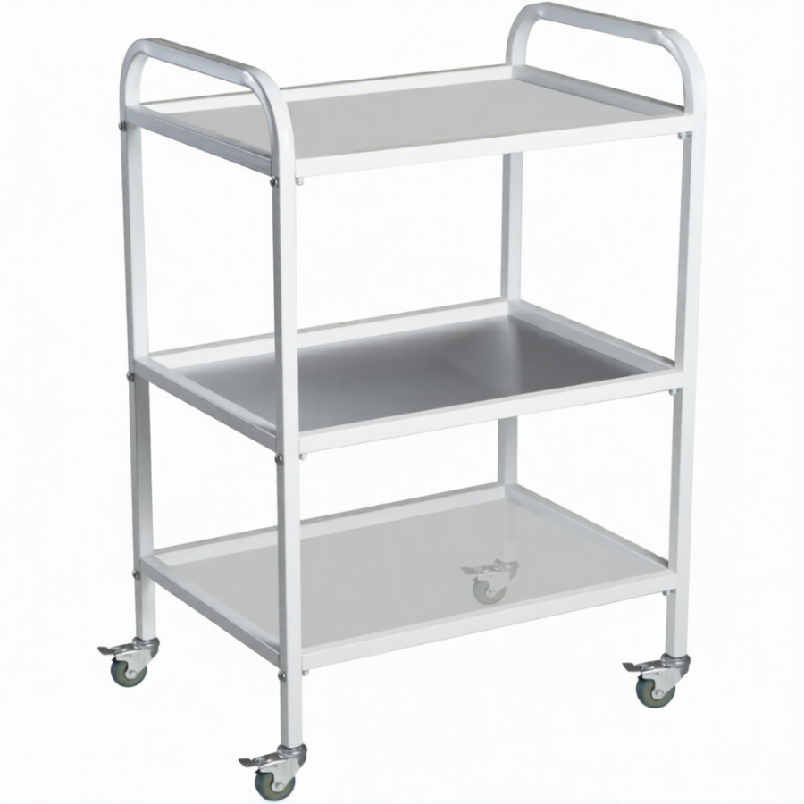 Столик медицинский инструментальный СМИ-03 (полки металл, колёса серая резина)