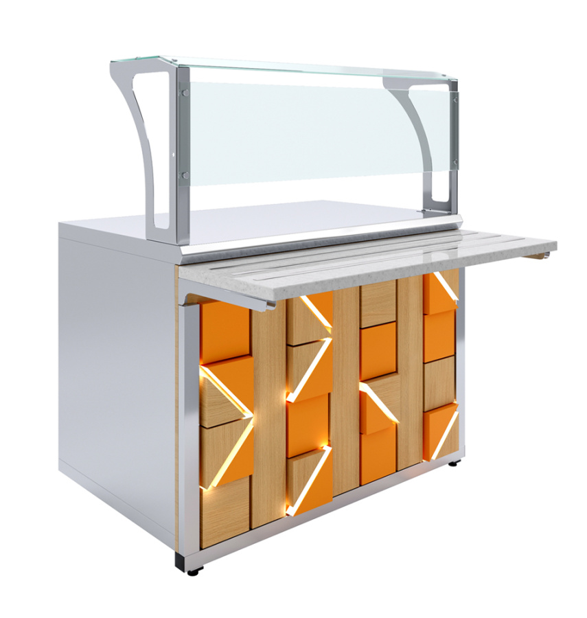 Прилавок нейтральный с верхней полкой Luxstahl ПНП -1200 Premium